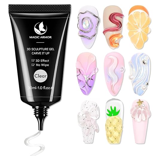 30g 3D Nail Gel Sculpting Gel Nail Art Glue for Nail Art Designs DIY Nail Craving Molding Gel for 3D Gel Nail Art Polish Painting Drawing Gel Sculpture Gel Nail Decoration Manicure Clear