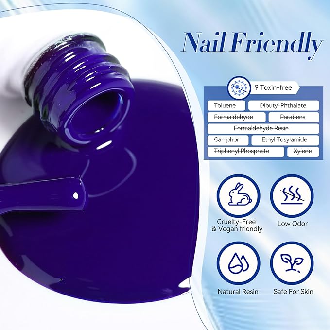Born Pretty Blue Gel Nail Polish Set 6 Colors Spring Summer Light Baby Royal Blue Reflective Glitter Gel Polish Soak Off Nail Art Manicure DIY Design Home and Salon Holiday Gift