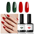 modelones Christmas Gel Nail Polish Set 2 Pcs 15 ML Red Green Classic Winter Colors Soak off U V Led Lamp Needed Manicure Salon DIY Home Gifts for Women Girls