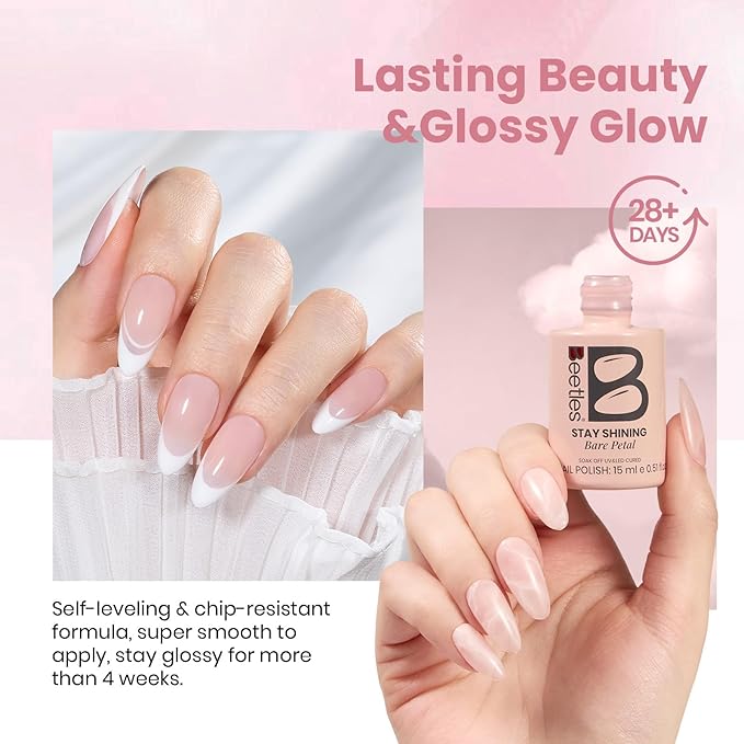 Beetles Stay Shining Bare Petal Nude Gel Nail Polish - 15ml Jelly Neutral Nude Pink Gel Polish Base Color Nail Concealer Sheer Pink Soak Off UV Translucent Effect Manicure Gift for Women