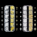 Gold Silver 3D Nail Charms, 2Boxes 24Grids Bow Star Nail Gems Nail Studs,Punk Metal Alloy Rivet Stickers Bowknot Nail Art Decorations Accessories for Nail Art Design DIY Crafts (Gold Silver D)