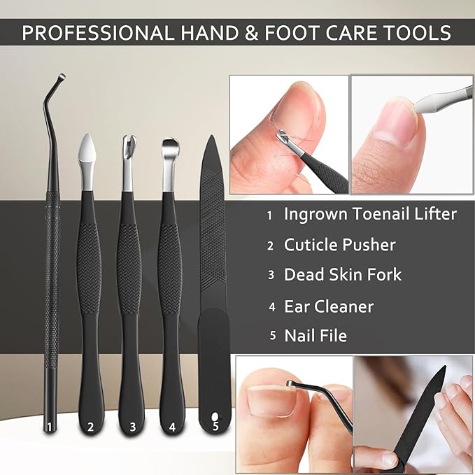 Toenail Clipper for Senior Nail Clipper for Men Women Toenail Clippers for Ingrown Nails Removal Set Thick Nail Cutter Toe Nails Clipper Kit (A-7)