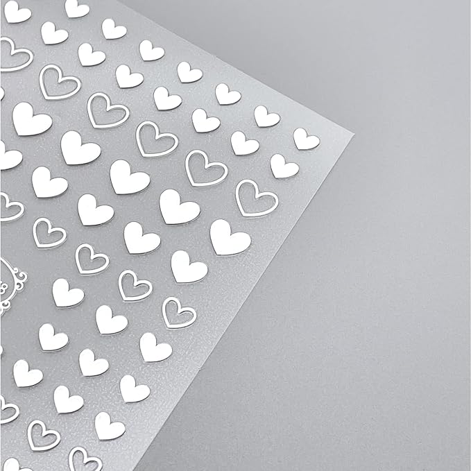 Black and White Hearts Stars Nail Stickers for Women Girls Kids Nail Decoration Self Adhesive Nail Art Decals for Natural Fingernails and Acrylic Nails Designs (Pack of 10)
