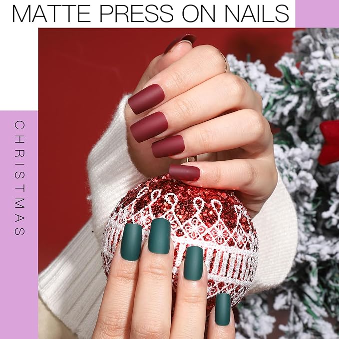 Teenitor Press on Nails Medium Square, 24Pack 576Pcs Press on Nail Kit with Glue, French Tip Nail Press ons Fake Nails for Women, Glitter Matte Glossy Stick on Nails for Nail Art Girls