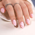 RTKHFZE Press on Nails Short-Pink Marble Press On Nails Almond,Short Fake Nails with Glue,Almond Stick On Nails,Glue On Nails in 16 Sizes - 32 Pcs Soft Gel Fake Nails Kit for Gift Idea
