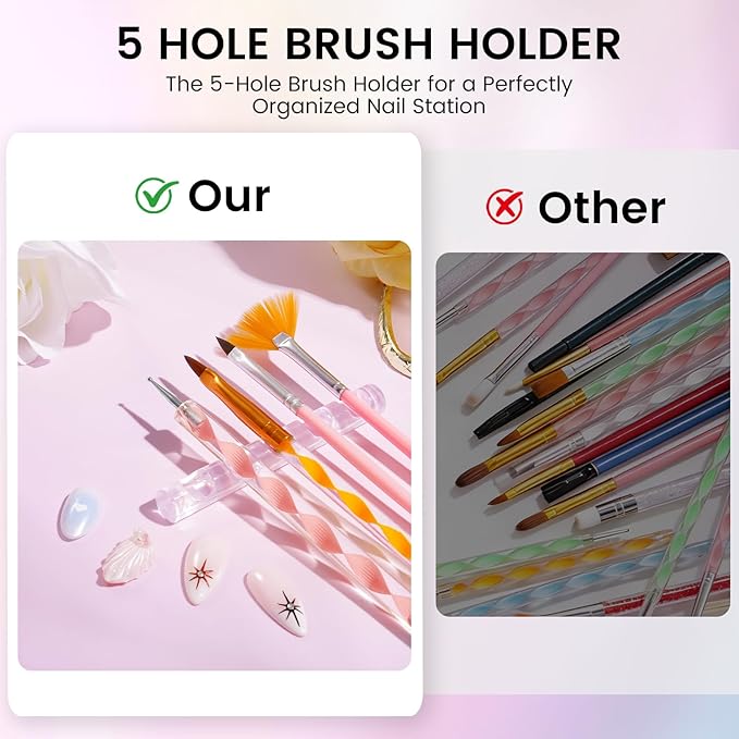 Nail Art Brushes Set: Nail Art Tools with 15Pcs Nail Design Brushes, 5Pcs Dotting Tools, 5Pcs Silicone & Sculpting Brushes, Resin Palette, Brush Holder, Nail File for Painting Nails