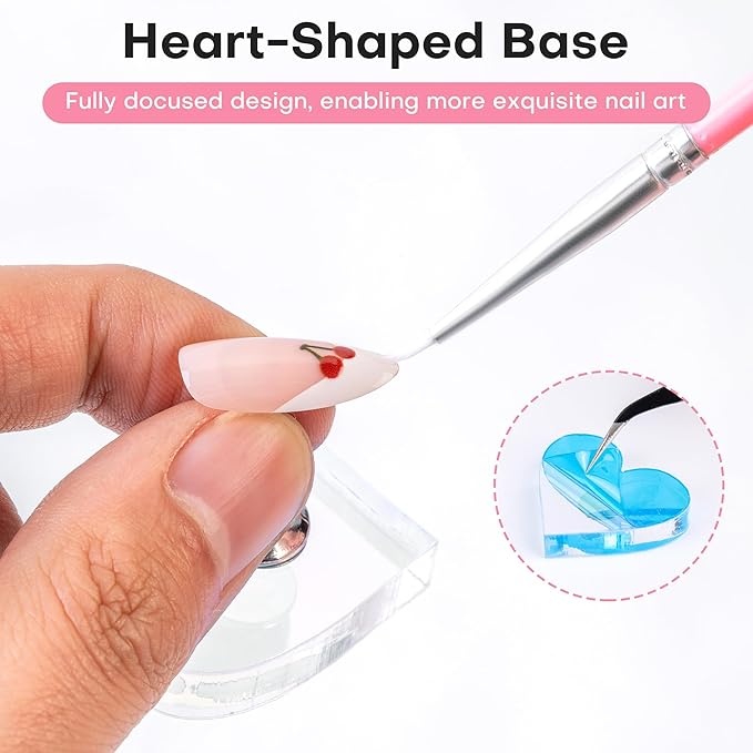 Nail Stand for Press On Nail Holder for Painting Nails, Magnetic Fake Nail Stands Tips, Heart Shape Nail Holder with Double-sided Tape Practice Nail Art Tools（Wood B）