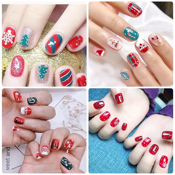 WOKOTO 20 Sheets Christmas Nail Stickers Stick On Nail Polish Strips For Christmas Day Winter Nail Art Polish Stickers Christmas Gel Nail Wraps Christmas Father Deer Tree Gel Nail Strips Stickers