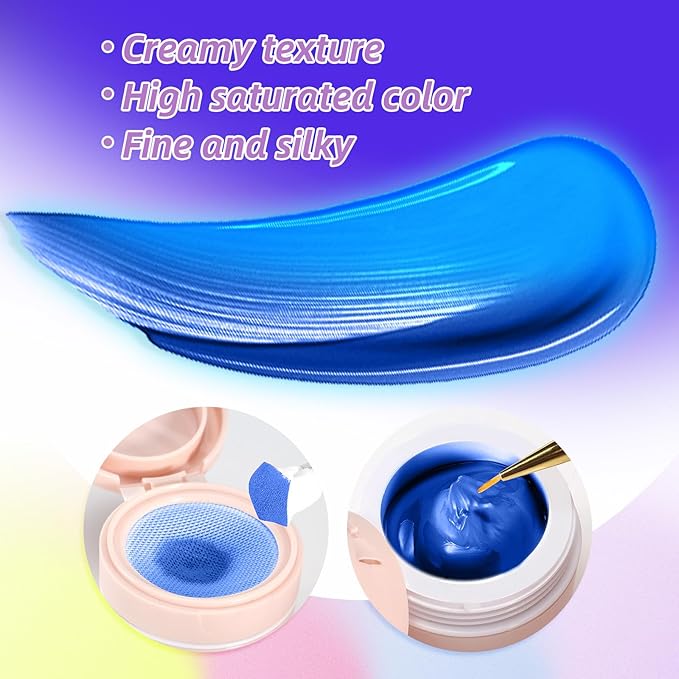 Cushion Gradient Painting Gel, Ombre Nails Aura Nails Full Coverage Precise Control of Each Dip Matte Effect Non-Wipe Long Lasting French Manicure Soak Off UV LED DIY Nail Art (010)