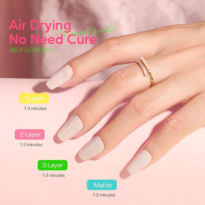 Morovan Nail Polish Set Fingernail: 48PC Air Quick Dry Nail Polish Kit with 2PC Base Top Coat Regular Nail Pack Finger Nail Bulk Gift for Women Girls