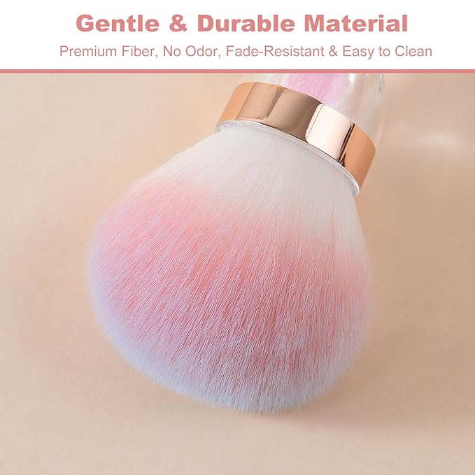 Dust Brush for Nails Fluffy Nail Duster Brushes for Cleaning and Dusting Powder Pink Nail Art Brush for Manicure Lean Up Tools to Brush Off Dust Under Clawd Home or Salon Use