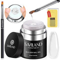 SAVILAND Builder Gel for Nails: 30ml Clear Hard Gel for Extension, Builder with Air Cushion Builder Base &Nail Strengthener Art Manicure Set 100pcs Nail Forms and Acrylic Brushr Thickening Home Use