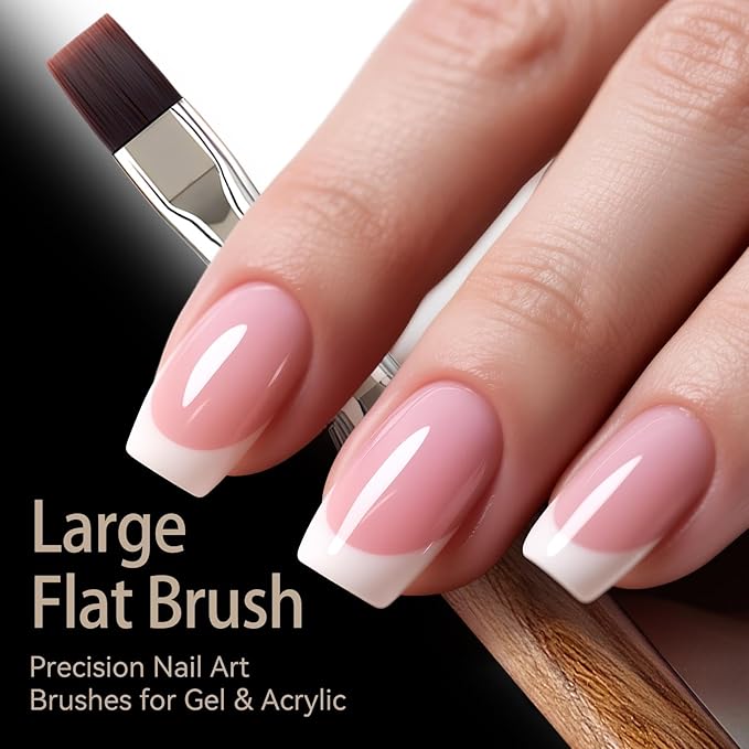 Large Flat Acrylic Nail Brush for Builder Base Color Gel-Acrylic Nail Art Tool with Wide Head,Smooth Application Salon Brush