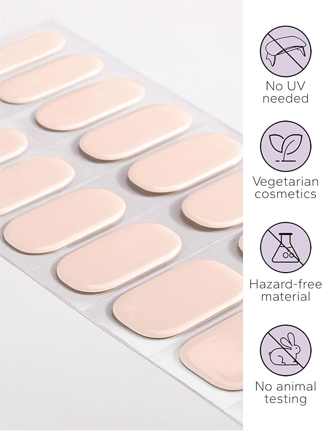 Nail Polish Strips – 32PCS UV Free Salon Quality Wraps, Long Lasting Gel Nail Stickers for Women (Pearlescent Dawn)