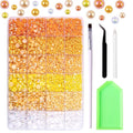 9960pcs Yellow Pearls Rhinestones, Flatback Half Pearls for Crafts Tumblers Shoes Nails Face Art, Assorted Sizes 3/4/6/8mm