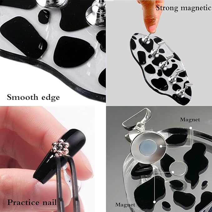 1Set Acrylic Nail Stand with 42pcs Reusable Putty Metal Nail Holder for Painting Nail Display Stand Nail Hand Practice Nail Tip Stand Magnetic Nail Art Tools DIY for Homes and Salons