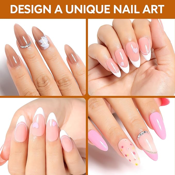 Nicedeco Gel Nail Tips Medium Stiletto Shape Nails, 504Pcs Clear Soft Tips Full Cover False Nails for Gel Nail Extensions Press on Nails - 014