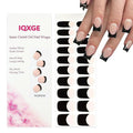 20Pcs Nude Semi Cured Gel Nail Strips Black French Tip Gel Nail Stickers Self Adhesive Polish Cover Nails Wraps UV/LED Light Needed Glossy Nails Polish Strips for Women