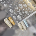 Lace Nail Stickers Hot Air Balloon Nail Designs with Rhinestones Self-Adhesive Flower Nail Decals 5D Embossed White Frame Sticker Manicure Accessories for Women Girls DIY Acrylic Nails 1 Sheet