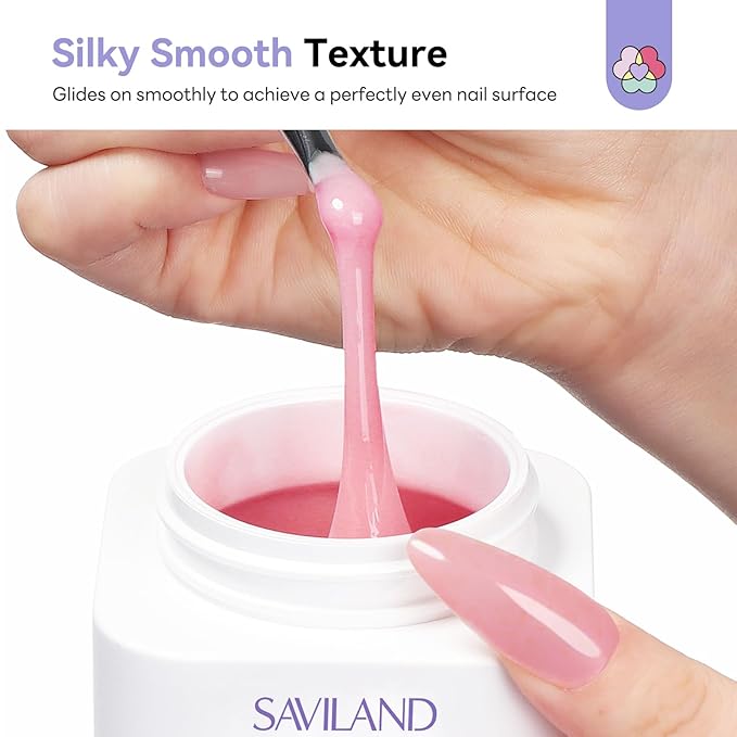 SAVILAND Ultra Hard Builder Nail Gel for Nails: 120 g Large Capacity 5-IN-1 Peachy Red Hard Gel for Nails Easy Nail Extension Strengthen Thicken U V Lamp Need Salon