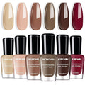 Morovan Brown Nail Polish Set: Winter Nude Dark Chocolate Nail Polish Kit Regular Air Quick Dry Autumn Fingernail Polish Pack for Women Nail Art Christmas Gift Holiday Party