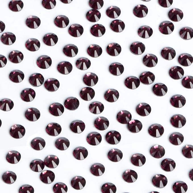 Bymitel Hotfix Crystal Rhinestones Round Gems Iron on DIY Jewelry Making Flat Back for Crafts,Amethyst, 1.3mm(SS3/2880pcs)