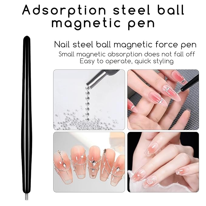 WOKOTO 6 PCS Cat Eye Magnet Set For Nails With 4 PCS Y&O-Shape Iron Stencils Set, Cylinder Nail Art Magnet Pre-Designed Magnets Pen for Heart Ring Cat Eye Patterns, Beginner-Friendly Quick Application