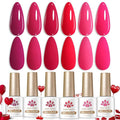 BORN PRETTY Hot Pink Gel Nail Polish Set 6 Colors,Neon Dragon Fruit Bright Pink Purple Bloody Red Soak off U v Gel Polish Kit for Salon Manicure and Nail Art DIY at Home