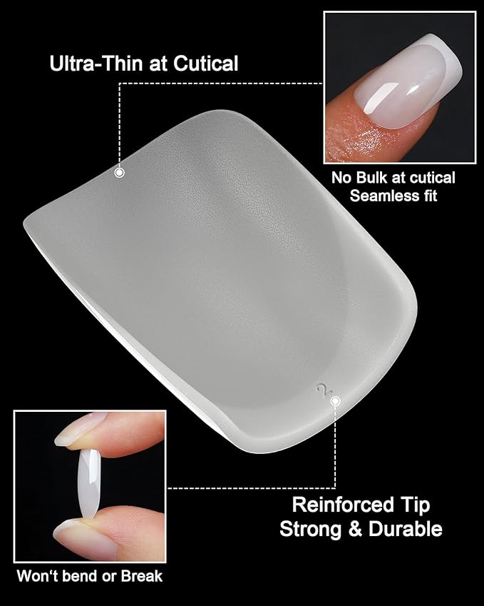 Press on Nails,White Short Square, 19 Sizes, 38 Pieces,Fake Nails with Brush-on Glue & Adhesive Tabs (Milky White)