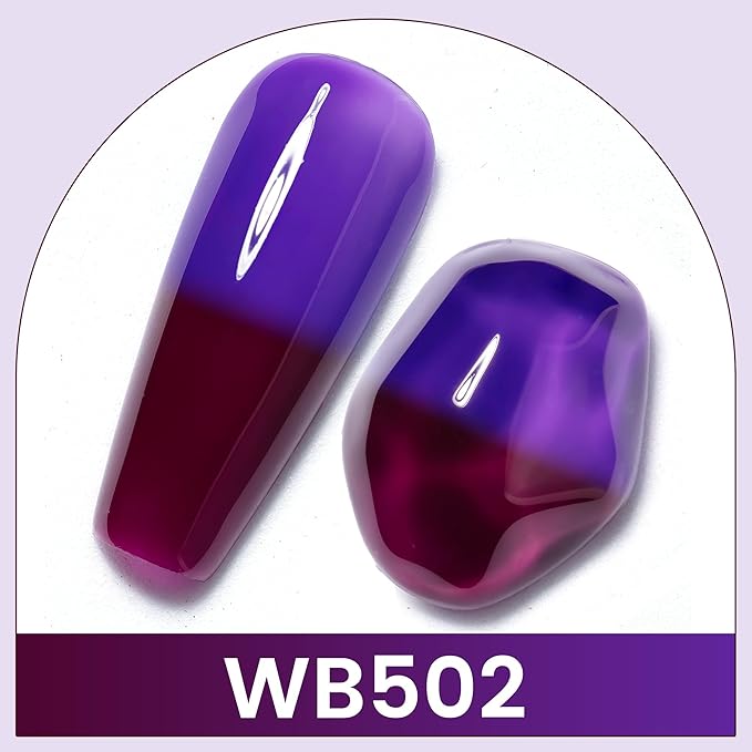 YTD Likomey Color Changing Gel Nail Polish,15ml Purple To Dark Wine Red Mood Temperature Change Colors Fall Winter Thermal Ombre Salon Quality Manicure UV Nail Varnish,HEMA Free TPO Free,WB502