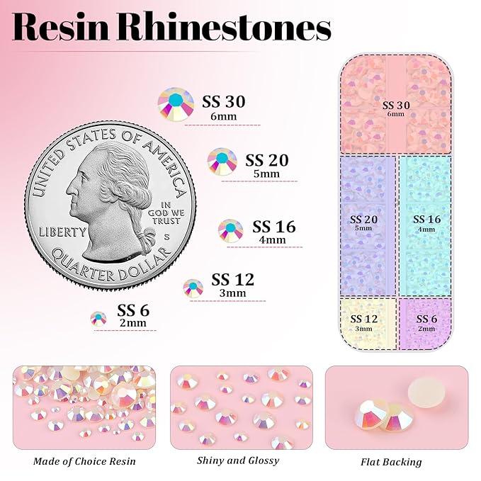 Resin Rhinestones for Crafting with 3Pcs 10ml B7000 Jewelry Glue, 1 Box Beige AB Flatback Gems Crystals Diamond for Bedazzling Crafts DIY Nail Art Makeup, Gems for Clothing Tumblers Shoes