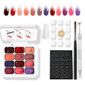 Colorful Ombre Gel Set with 12 brilliant Colors with 100Pcs Nail Sponges & Grabbing Pen , Ombre Nail Polish Gand Eye-Catching for Women Salon Essential Nail Art Tool (c7)