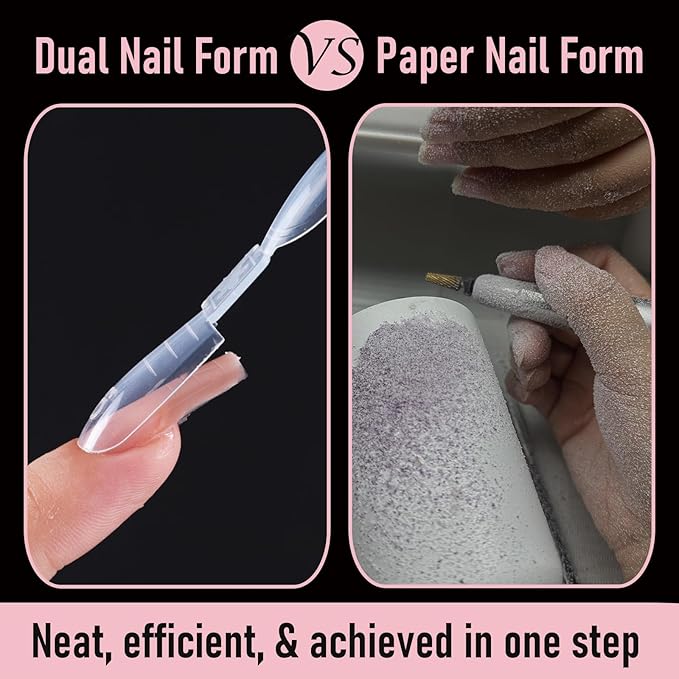 Dual-ended Short Nail Mold Kit, Square & Almond Shape, Embeddable Ultra-Thin Seamless Measured Nail Forms with Gel Scoop, 15 Sizes 75Pcs