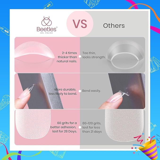 Beetles Soft Gel Nail Tips Short Almond 288pcs in 12 Sizes, Etch-X Pre-Etched Full Cover Acrylic Fake Nails Art, Salon Quality Nail Supplies, Easy DIY Nail Extension or Press On Nails, Gift for Women