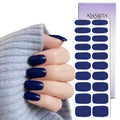 Semi Cured Gel Nail Strips – Real Gel Nail Polish Wraps for Brittle Nails | Waterproof Long Lasting Easy Peel-Off Removal | Hema-Free | 20-Piece Navy Solid Blue Salon Kit with File & Stick
