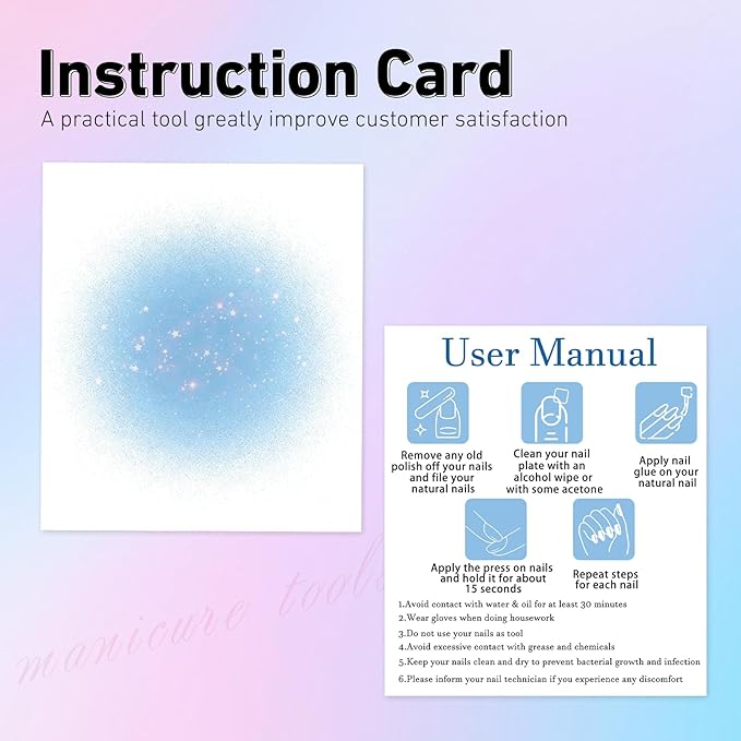 100PCS Press on Nail Packaging Bag, 100PCS Display Card with 231 Pcs Pre-cut Adhesive Tape & Diamond Art Pens & Glue Clay & Tweezers, 6-in-1 Set for Nail Display (Laser)