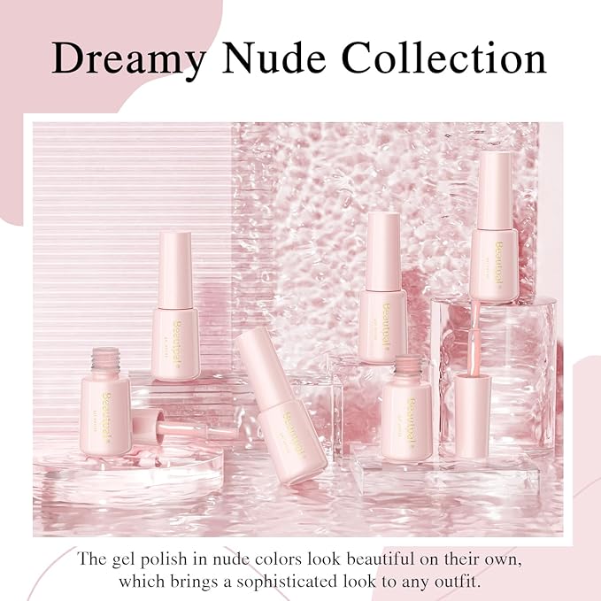 Beautpal Nude Gel Polish 10 Pcs All Seasons Skin Tones Gel Nail Polish Nude Pink Neutral UV Gel Polish Nail Set Salon DIY Manicure Gift Set