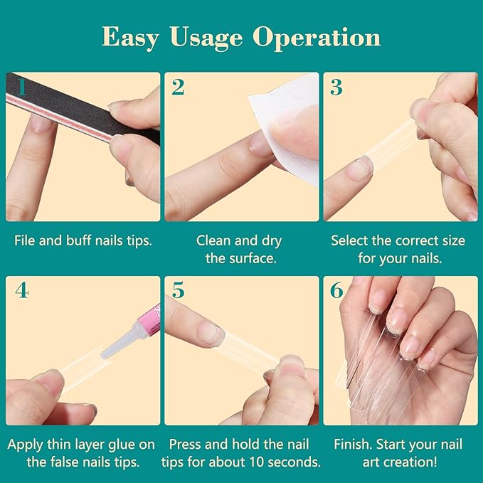 200PCS 3 4 5 6 Size NO C Curve Clear Nail Tips for Acrylic Nails Professional, 3XL Long Flat Tapered Square Nail Tips, Half Cover Straight French Fake Nail Tips Nail Extension for Nail Salons Home DIY
