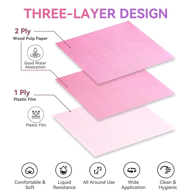 Makartt Disposable Nail Mats: 20 Pcs Foldable Nail Paper Towels for Table Acrylic Practice Sheet 3 Ply Waterproof Nail Art Table Mats Clean Pads for Salon Manicure Tattoo Pink