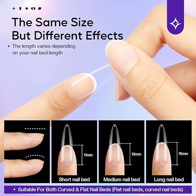 Stiletto Nails Press On Tips - 312pcs Gel Fake Nails Full Cover Extension Pre-Shape Pointed Long DIY 12 Sizes