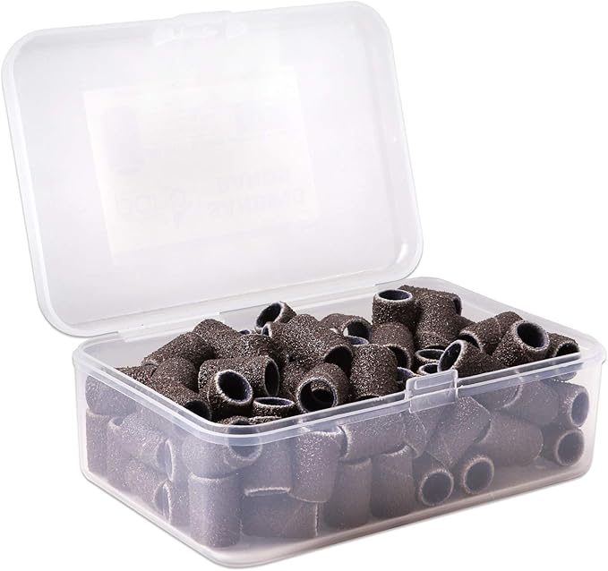 100 Pcs Large Nail Drill Bits Sanding Bands for Nail Drill – Nail File for Acrylic Nail Gel Manicures Pedicure PANA Nail Drill Bits (Sanding Bands Variation 01) (80 Grit, Large Brown)