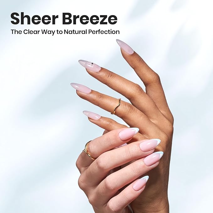 Beetles HEMA-FREE & TPO FREE Builder Nail Gel- Sheer Breeze 2 Pcs Strengthening Nails Building Apex & Extension for Beginner DIY Salon at Home,Clear Builder Gels with Nail Brush UV & LED Lamp Needed
