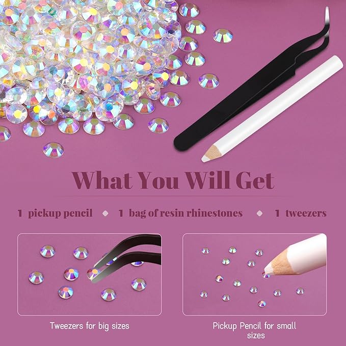 4000PCS 5mm Resin Jelly Rhinestones in Bulk (Transparent AB), Bedazzling Flatback Crystals Rhinestones for Crafting DIY Nail Decoration, Gems Diomand Charms for Tumbler Shoes Clothing Fabric