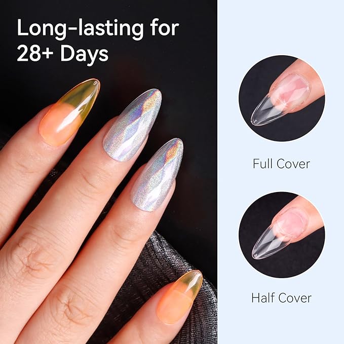 Makartt Medium Almond Soft Gel Nail Tips: 120pcs 3D Diamond-Shaped Fake Nails Extension, 12 Sizes Full Cover Clear Press-On Tip, Natural Rhombus Lattice, Suit for Chrome Nail Powder