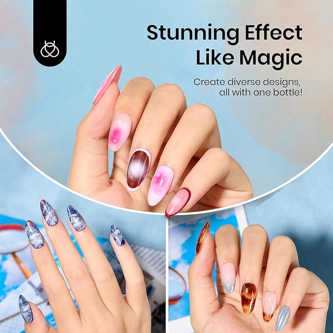 Beetles Blooming Gel Nail Polish HEMA Free, Blossom Gel Polish 1 Pcs 20ml with Nail Brush for Spreading Effect Marble Natural Stone Watercolor Floral Soak off U v DIY Nails Gifts for Women