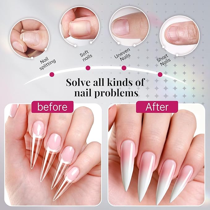 krofaue Extra Long Stiletto Nail Tips - 500PCS False Clear Nais with 10 Sizes Half Cover Pointed Press On Artificial Acrylic for Salon DIY, XL