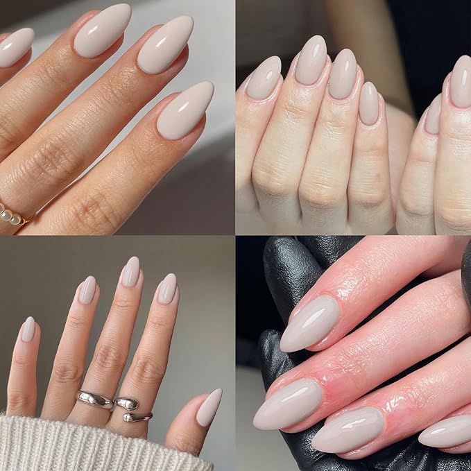 120pc Khaki Almond Press on Nails Short Fake Nails Press ons for Women Acrylic Nails Press on Nails&Glue Tabs, Short Khaki Press on Nails Almond False Nail Tip Stick on Artificial Fingernail