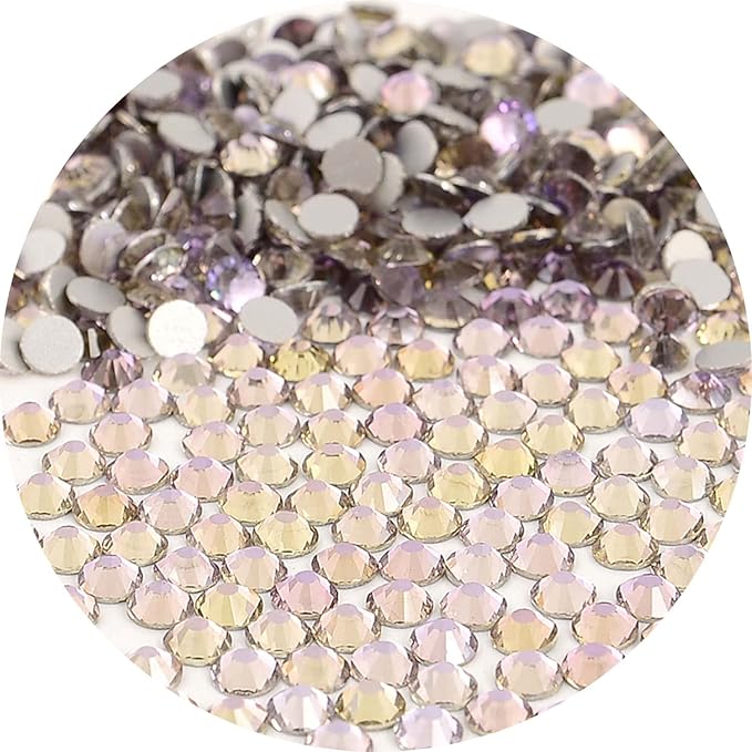 NCB Nancybeads 2000pcs Flatback Round Glass Nail Art Rhinestones Crystal for DIY Making Accessories Shoes, Clothes, Face Art, Bags, Manicure (Lt. Rose Aqua, SS10 2000pcs)