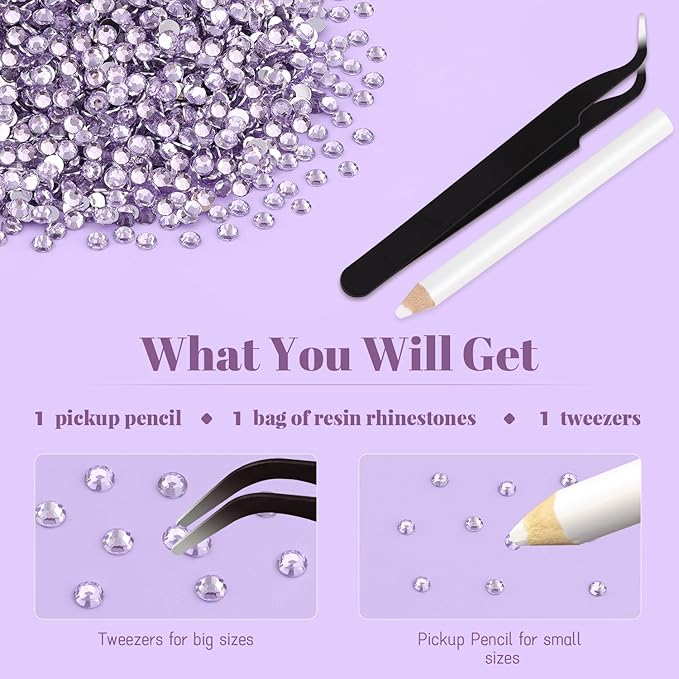 8000PCS 3mm Resin Rhinestones in Bulk (Light Purple), Bedazzling Flatback Crystals Rhinestones for Crafting DIY Nail Decoration, Gems Diomand Charms for Tumbler Shoes Clothing Fabric