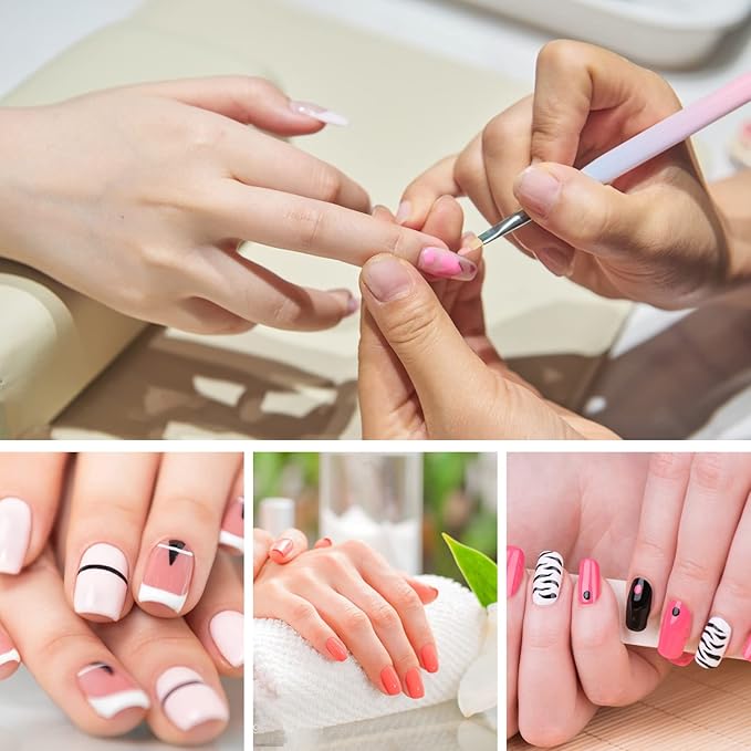 Sliverdew Nail Polish Clean Up Brush, 2Pcs Round&Flat Nail Art Polish Brush for Cleaning, Finger Nail Cleaning Brushes for Nail Art, Professional Nail Painting Brush